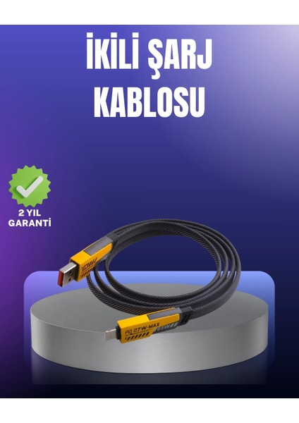 Evrensel Uyumluluklu Dayanıklı Metal Başlıklı Hızlı Şarj Kablosu