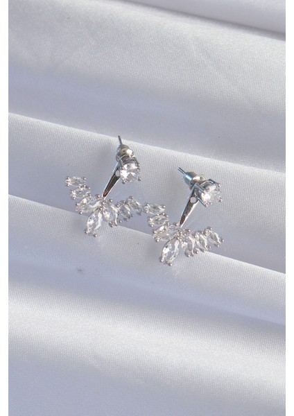 Pirinç Gümüş Renk Zirkon Taşlı V Model Küpe - TJ-BKP9290 fiyatları