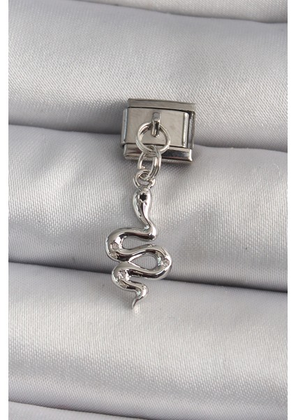 316L Çelik Gümüş Renk Sallantı Yılan Model Nomination Charm - TJ-BC1174