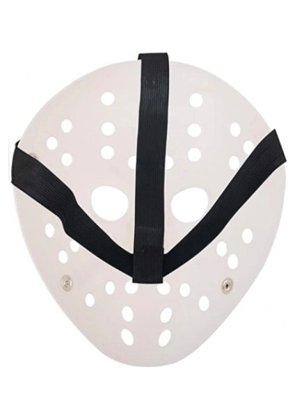 Beyaz Kırmızı Çizgili Tam Yüz Hokey Maskesi indirimleri