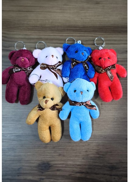 Peluş Ayıcık Anahtarlık ve Çanta Süsü Hediyelik (12CM Boy) 6 Adet