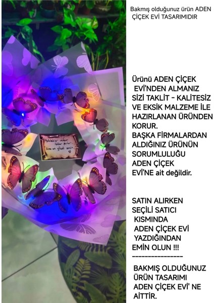 Kelebekler Uçuşur, Işıklar Parlar…ama En Güzeli Sensin… Aynalı Peri Ledli Kelebek Buketi