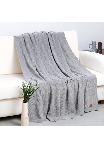 Cups Tüm Yıl Boyunca Kullanabileceğiniz Modern Örgü Battaniye: Yenilikçi Yumuşak, Hafif ve Hacimli, Oeko-Tex Sertifikalı Oturma ve Uyku Battaniyesi (Gri)