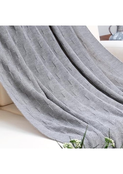 Cups Tüm Yıl Boyunca Kullanabileceğiniz Modern Örgü Battaniye: Yenilikçi Yumuşak, Hafif ve Hacimli, Oeko-Tex Sertifikalı Oturma ve Uyku Battaniyesi (Gri) fiyatları