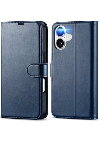 iPhone 17 Kılıf 360 Tam Kaplar Deri Dokulu Kapaklı Cüzdan Standlı Kartvizitli Kopçalı