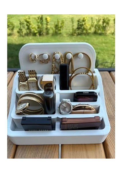 Takı, Saat ve Kozmetik Organizeri - Şık ve Modern Tasarım, Mükemmel Fonksiyonellik Beyaz modelleri
