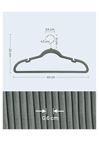 Kadife Elbise Askısı, 30NANLU Set, Askılar, Kaymaz, Omuz Bölgesinde Çentikler, Pantolon Köprüsü, 360 Dönebilen Kanca, Yer Tasarrufu Sağlar, Gri fiyatları