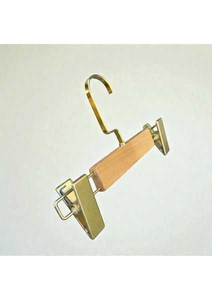 Naturel Ahşap Çocuk ve Bebek Askısı Pantolon ve Etek Askısı Mandallı Amerikan Kanca 10 Adet Özel Tasarım