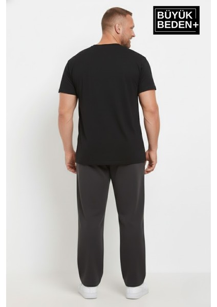 Erkek Büyük Beden Brooklyn Baskılı Rahat Kesim Lastikli Bel Paça Reçme Eşofman Altı SPR26EA952-2 fiyatları