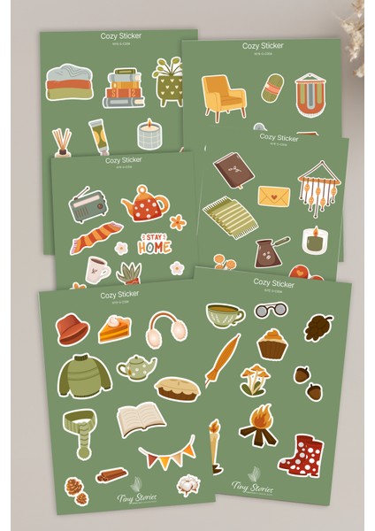 Cozy Temalı Sticker Seti - 6 Adet / Ajanda, Defter,bullet Journal,scrapbook