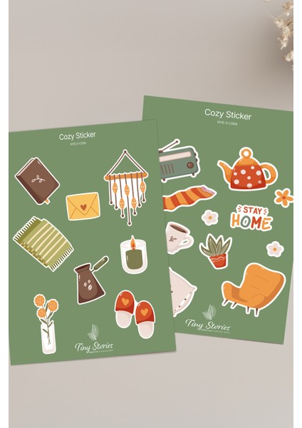 Cozy Temalı Sticker Seti - 6 Adet / Ajanda, Defter,bullet Journal,scrapbook fiyatları