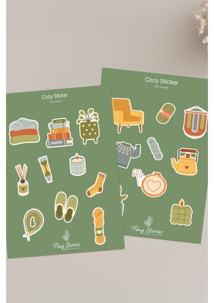 Cozy Temalı Sticker Seti - 6 Adet / Ajanda, Defter,bullet Journal,scrapbook modelleri