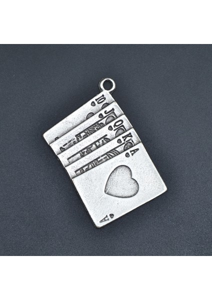 Poker- İskambil Gümüş Kaplama Kolye Ucu