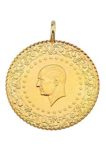 Gerçek Altın Görünümlü Cumhuriyet Tam Ata Kolye Ucu