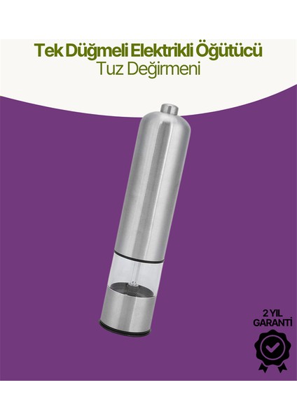 Elektrikli Baharat Öğütücü Pilli Paslanmaz Çelik Otomatik Tuz Karabiber Değir - ME001W-51L6T