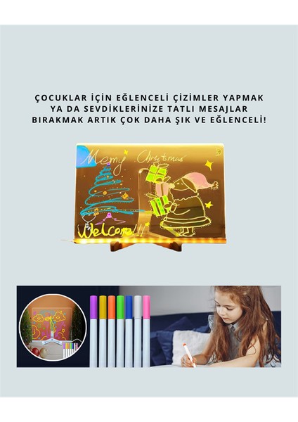 Şık ve Modern LED Pano – Neon Işıklı Silinebilir Akrilik Yazı Tahtası 7 Ren - ME001W-51L4C fırsatları