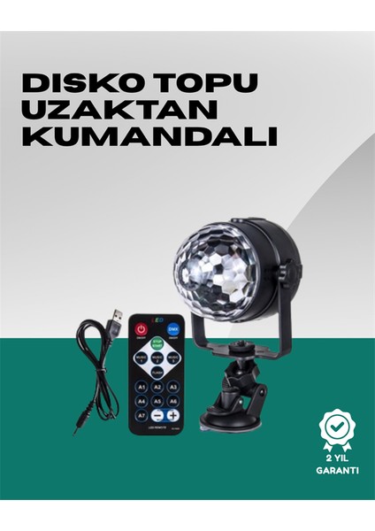 7 Farklı Aydınlatma Modu ve Ses Sensörlü Disko Topu Lambası - ME001W-51L882