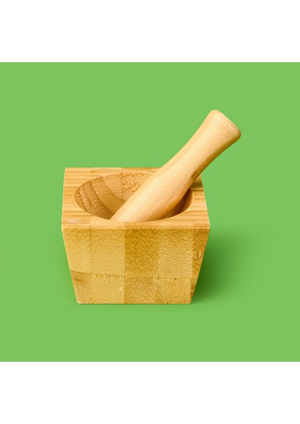 Bambu Kare Havan - Açık Kahverengi - 7X10X10 cm