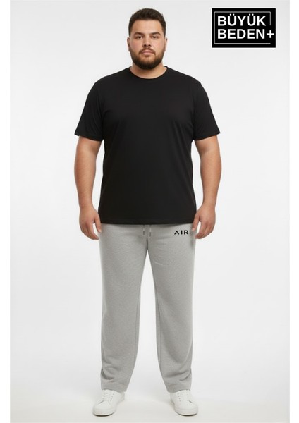 Erkek Büyük Beden Rahat Kesim Paça Reçme Ar Baskılı Beli Lastikli Eşofman Altı SPR26EA952-1