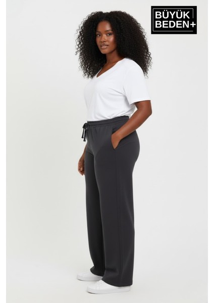 Kadın Büyük Beden Rahat Kesim Lastikli Bel Paça Reçmeli Eşofman Altı SPR26EAK952 fiyatları