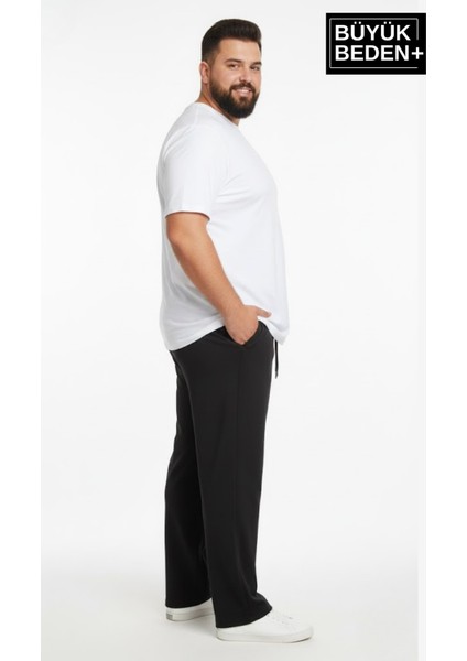 Erkek Büyük Beden Rahat Kalıp, Lastikli Bel, Paça Reçmeli Eşofman Altı SPR26BEA952 fiyatları