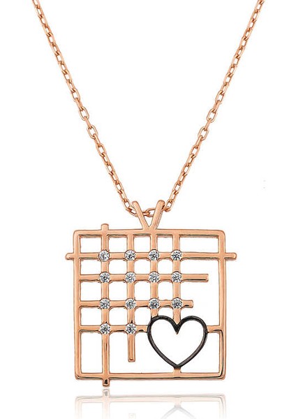 925 Ayar Gümüş Parmaklıklar Arasındaki Aşk Kadın Gümüş Kolye T4559 (972972)