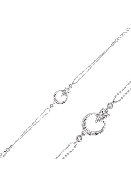 925 Ayar Gümüş Ay Yıldız Bileklik BR0460296 (972972)