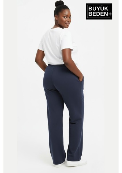 Kadın Büyük Beden Brooklyn Baskılı Rahat Kesim Lastikli Bel Paça Reçme Eşofman Altı SPR26EAK952-2 fiyatları