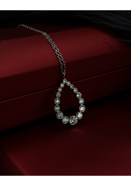 925 Ayar Gümüş Damla Model Zirkon Taşlı Kadın Kolye (Rodyum Kaplamalı) indirimleri