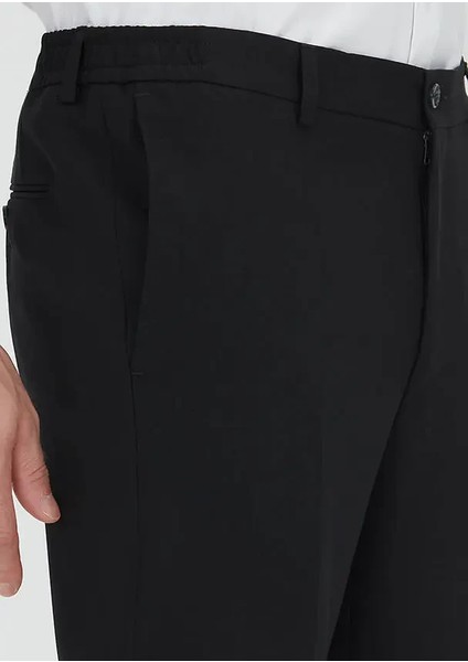 Siyah Düz Kumaş Comfort Fit Klasik %100 Yün Pantolon modelleri