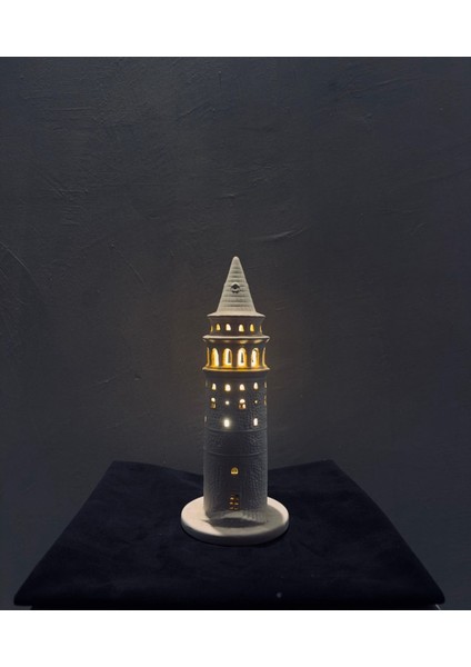 Galata Kulesi Seramik Fişli LED Abajur – 30 cm Tarihi Masa Aydınlatması fiyatları