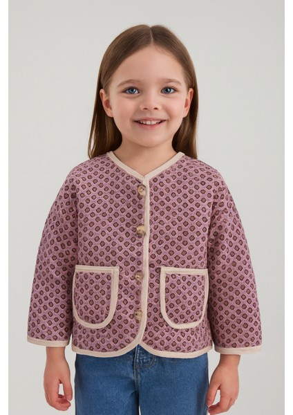 Desenli Kapitone Pamuk Kız Çocuk Hırka