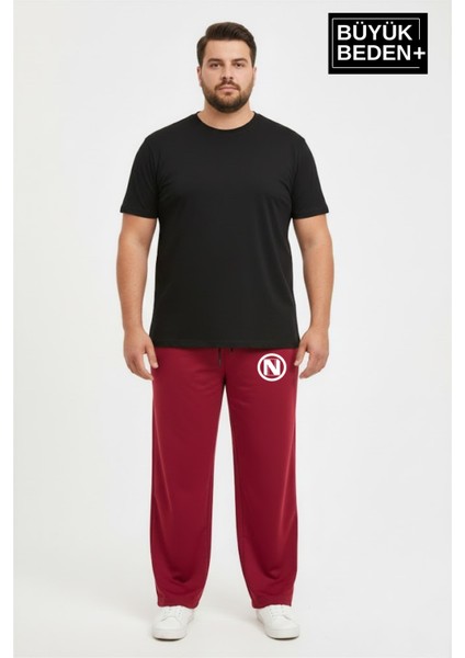 Erkek Büyük Beden N Logo Baskılı Rahat Kesim Lastikli Bel Paça Reçme Eşofman Altı SPR26EA952-4