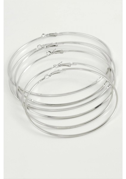 Düz Metal Halka Küpe 6 Adet