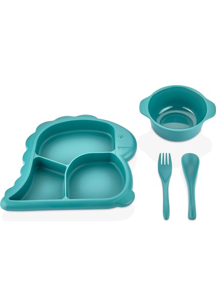 Dino Mama Seti - Tabak Çerezlik ve Çatal Kaşık - Bebek Yemek Kabı - Dinozor Çocuk Tabak Seti fiyatları