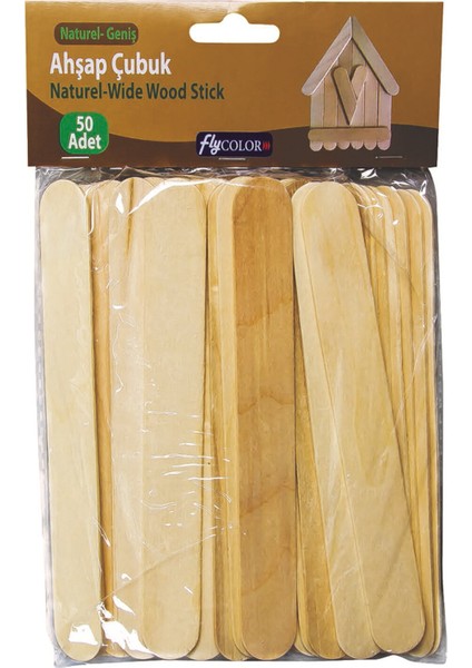 Ahşap Çubuk Naturel Geniş