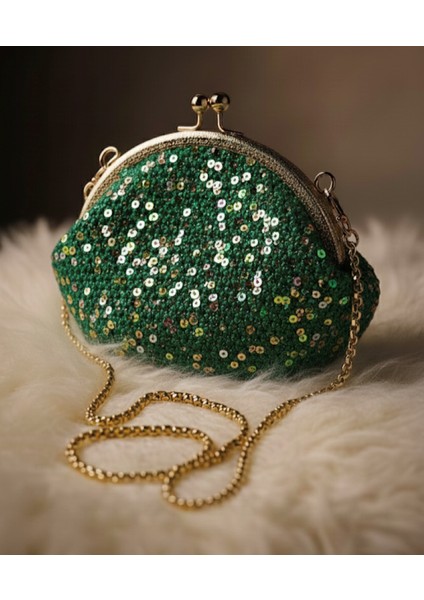 ✨ El Yapımı Işıltı Pullu Örgü Portföy Çanta ✨