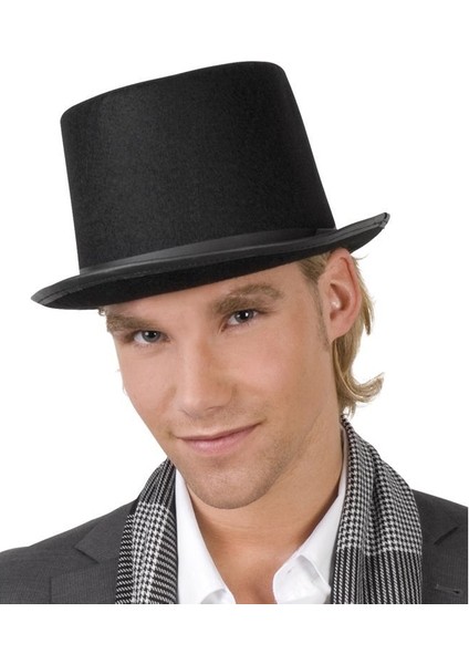 Ikinci Kalite Yetişkinler Için Siyah Renk Ringmaster Sihirbaz Şapkası Fötr Şapka 12 cm modelleri