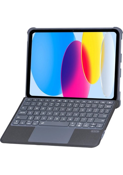 CPT83 T5508D iPad 2022 10.9 (10.Nesil) Kılıf Palermo Ledli Klavyeli Standlı Tablet Kılıfı - Si