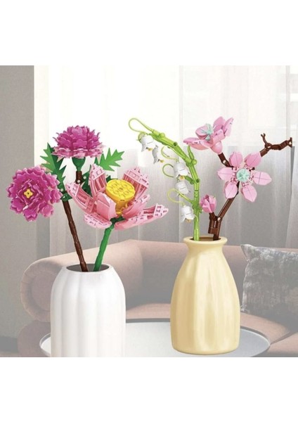 1 Adet Florist Çiçek Yapı Blokları, Vazoluk Çiçek, Çiçek Dekor, Oyuncak Yapı Blokları (Random) modelleri