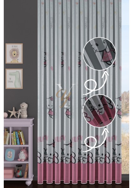 Baskılı Kurşunlu Grek Tül Perde Çocuk H.kitty