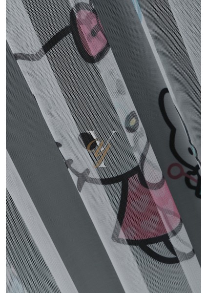 Baskılı Kurşunlu Grek Tül Perde Çocuk H.kitty modelleri