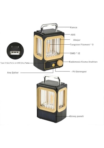 Ampul Solar Şarj Edilebilir 12 LED 1 Rustikli LED Kamp Lambası fiyatları