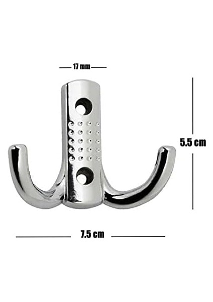 Vestiyer Duvar Askısı Dolap Elbise Banyo Askılığı Krom Askı (3 Adet)