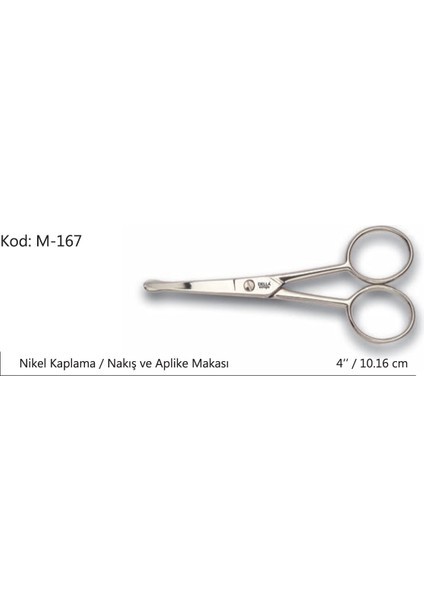 Rose Europe Aplike ve Nakış Makası Kıvrık Küt Uçlu No:4 10,16 cm