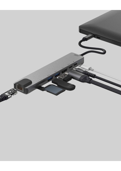 Alüminyum Kasalı MacBook Usb-C Hub – 4K Hdmı, USB 3.0, Sd/tf Kart Girişi, Pd Şarj Desteği fırsatları