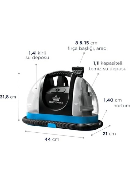 Spotclean C3 | Halı-Koltuk Yıkama ve Leke Çıkarma Makinesi | 340W | 3619N
