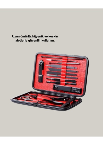 Şık Kutu Tasarımlı 17 Parça Manikür Pedikür Seti Dayanıklı ve Hijyenik - ME001W-51K094 indirimleri