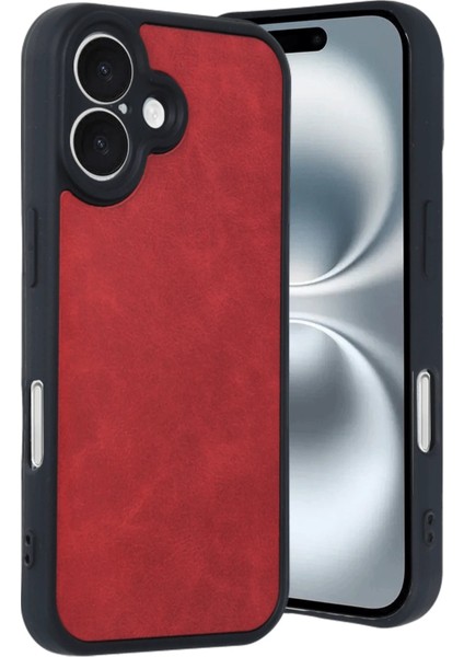 iPhone 16 Kılıf Aras Deri Kapak - KIRMIZI-(5796) - ME001W-515606