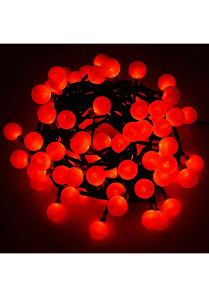 5 M 28 LED Kırmızı Işık Siyah Kablo Fişli